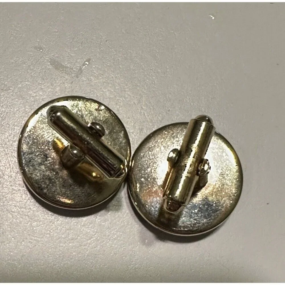 Black Crushed Velvet Velour Gold Tone Button Shape Cufflinks Wedding Formal